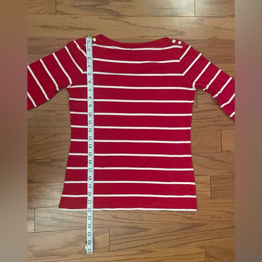 Lands' End- Red and White Striped Long‎ Sleeve Top Size XS - Picture 6 of 7